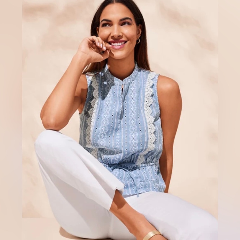Ann Taylor Embroidered and Lace top, size small